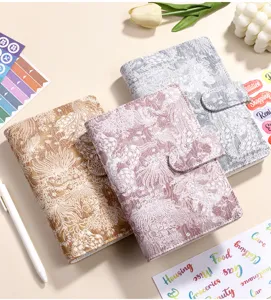Set di quaderni ad anelli A5 A6 A7 con copertina in tessuto jacquard, agenda con adesivi.