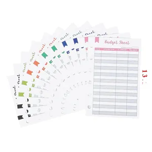 Fogli di ricarica per budget a 6 fori colorati per quaderni e planner di contabilità.