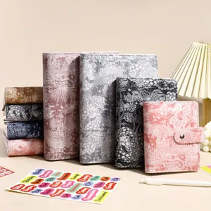 Taccuino a Fogli Mobili Jacquard in Stile Cinese Tradizionale Agenda Diario in Pelle PU Raccoglitore per Budget Forniture per Ufficio