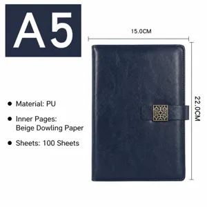 Taccuino aziendale vintage A5 con copertina in pelle PU e 100 fogli per diario e appunti.