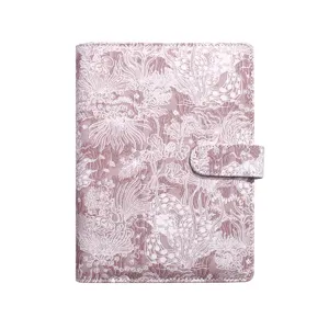 Chic quaderno rosa in jacquard stile cinese con chiusura magnetica agenda planner.