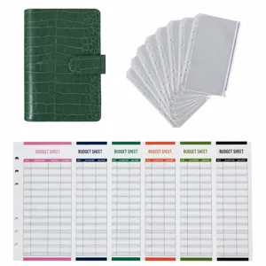 Set de planificador de presupuesto de anillas A6 con sobres y hojas de presupuesto coloridas.