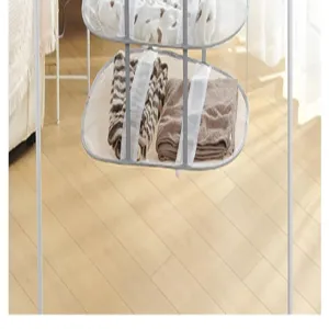 Hanging mesh drying net for sweaters and delicate garments, multi-layer flat drying rack detail.