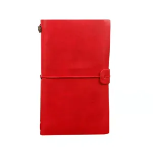 Carnet de notes vintage A6 en cuir avec fermeture à bande élastique, journal intime portable.