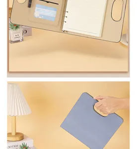 Taccuino in pelle A5 multifunzionale con manico e tasche per carte per ufficio lavoro.