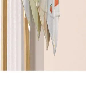 Close up detail of cute watermelon print hanging cloth and drying rack accessories neatly.