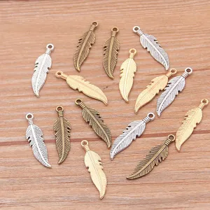 Alloy Feather Leaf Pendant Connector DIY Jewelry Making Findings Metal Charm For Bracelet Necklace Crafting Accessory
