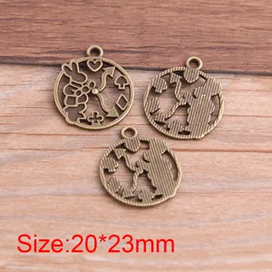 Ciondoli per gioielli DIY in lega di bronzo con simpatici disegni di animali e orologio, 20x23mm.
