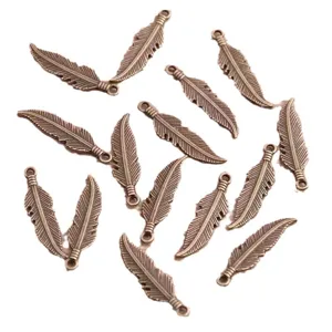 Antique Bronze Feather Charms Alloy Jewelry Pendants DIY Bracelet Craft Accessories