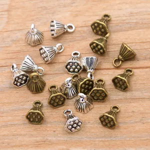 Lotusfrucht Kapsel Metall Anhänger für DIY Schmuckherstellung und Taschenaccessoires Detail.