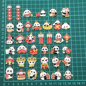 38 Stlg. Chinesischer Stil Panda Emaille Charms DIY Legierung Anhänger für Halskette Armband