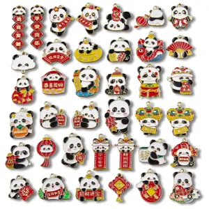 DIY Emaille Legierung Panda Charms Set, chinesisches Neujahr Stil Anhänger Schmuck.