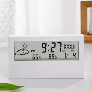 Smart digital alarm clock desktop electronic clock with large LCD display and date.