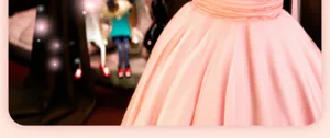 Dettaglio gonna abito rosa, elegante design plissettato, tessuto morbido per elegante abbigliamento.