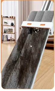Balai à plat domestique avec serpillière en microfibre et système d'essorage sans les mains.