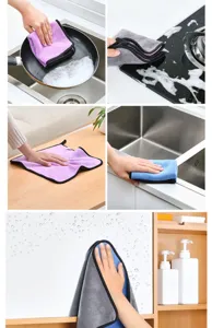Panno di pulizia a doppio strato per uso domestico microfibra cucina asciugamano spesso