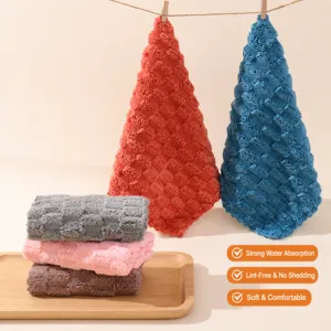 Hanging Hand Towel Microfiber Absorbent Quick Drying Dishcloth Soft Kitchen Bathroom Wipe Cloth Multi Color