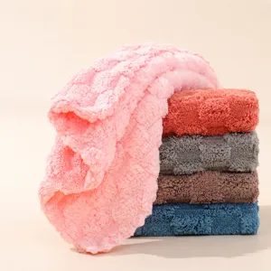 Soft absorbent coral fleece face hand towels 30x30cm multi-color set for daily use.