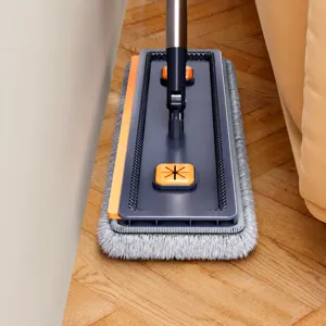 Vlakke vloermop met microvezeldoek en smalle kop voor het gemakkelijk reinigen van smalle kieren.