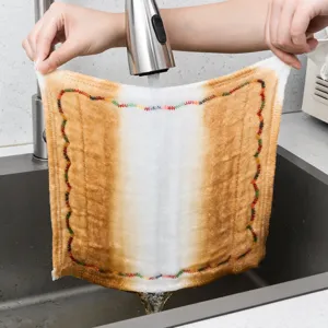 Kitchen dishcloth oil-repellent rainbow cleaning rag absorbent no shedding household towel