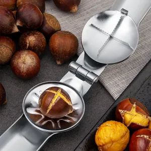 Stainless steel chestnut opener tool, nut cracker with cross blade for easy peeling.