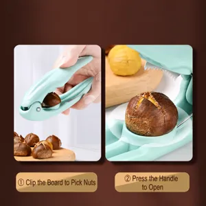 Chestnut opener kitchen tool nut cracker stainless steel teeth ergonomic handle easy use