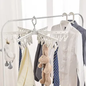 Gruccia Pieghevole per Neonati Multi-Clip in Plastica Stendibiancheria per Calzini Intimo Neonato Bambini Appendini per Bucato Organizer per la Casa