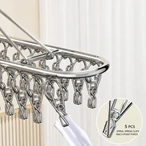 Stainless Steel Sock Drying Rack Multi-Clip Laundry Hanger for Balcony Underwear