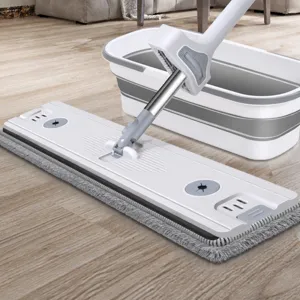 Handsfree Vlakke Mop Huishoudelijke Vloerreiniging Nat En Droog Luie Mop Met Microvezeldoeken R Stalen Stang