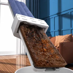 Handvrije vlakke mop met dubbele rollenwringer voor efficiënte vloerreiniging in huis.