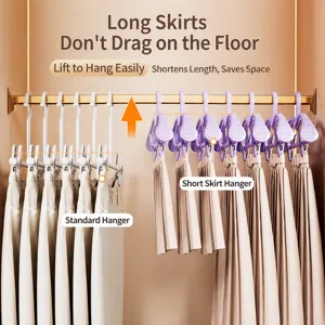 Short neck clothes hangers space saving design for wardrobe dress sorting organizer hooks.
