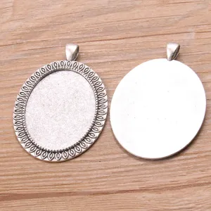 DIY lega gioielli ciondolo vassoio vuoto base argento vintage impostazione castone