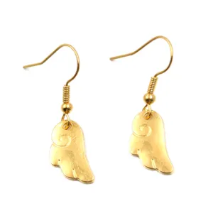 Detail view of golden angel wing metal alloy DIY jewelry pendant charms for bracelets.
