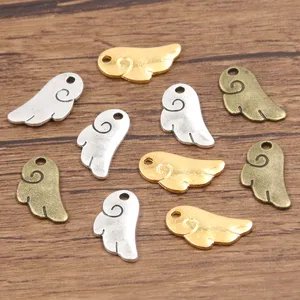 DIY alloy angel wing charms pendants in 3 colors 9x17mm for handmade bracelet jewelry making