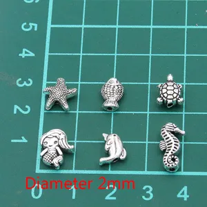 6 estilos DIY aleación vida marina abalorios cuentas pez caballito de mar tortuga sirena