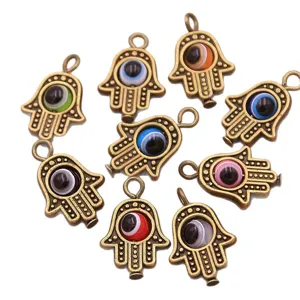 Antique bronze hamsa hand evil eye charms bulk for DIY jewelry making bracelets necklaces