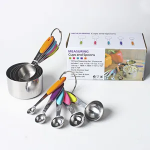 Set 10 Pezzi Misurini e Cucchiai di Misura in Acciaio Inox Utensile Cucina