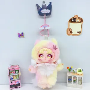 Lindo llavero de peluche de unicornio pastel, colgante de bolso kawaii esponjoso.