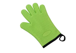 Grüner hitzebeständiger Fünf-Finger Silikon Ofenhandschuh für Küche und sicheres Backen