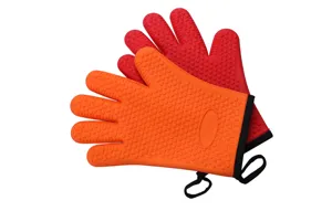 Silikon hitzebeständige Ofenhandschuhe Detail, strukturierte rutschfeste Oberfläche zum Backen.