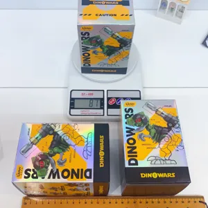 DINOWARS mecha dinosaur model building toy kit detail view showing weight and packaging size.