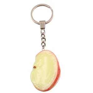 DIY résine simulation tranche de pomme porte-clés pendentif anneau en métal fruit