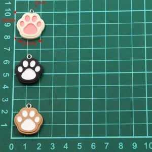 Cute resin cat dog paw charms, 21x24mm colorful DIY pendants for jewelry making necklaces.