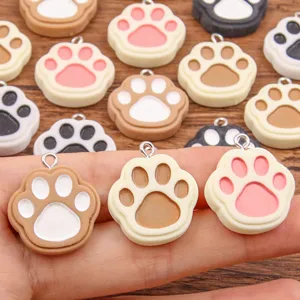 Cute cat paw resin charms 21x24mm DIY pendant for necklace bracelet jewelry making craft