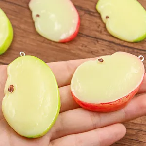 Pendentifs Tranche de Pomme en Résine Breloques de Fruits DIY Accessoires 37x57mm