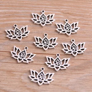 DIY alliage lotus fleur pendentif charms pour fabrication de bijoux, argent rétro.