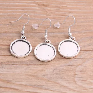 DIY plateau crochet boucle d'oreille support cabochon ton argent fournitures de bijoux