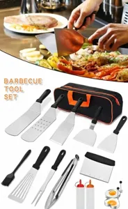 BBQ grill tool set stainless steel spatula tongs brush outdoor camping barbecue accessories