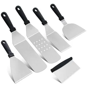 Stainless steel BBQ grill spatula set 6-piece kitchen tool set for cooking outdoor camping