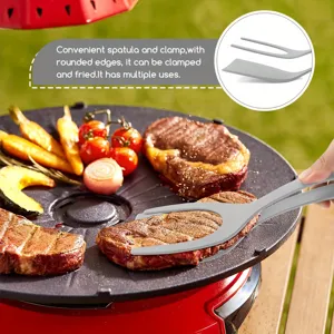 2-in-1 kitchen food tong and spatula, multi-functional grilling and flipping tool for non-stick pans.